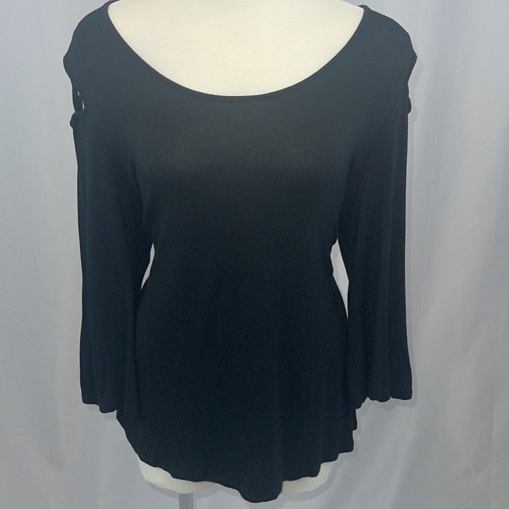 Adele & May scoop neck,  long sleeve cold shoulder top - M